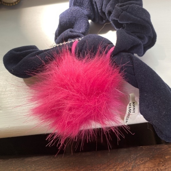 Anthropologie Pink And Blue Puff Ball Scrunchie - Picture 2 of 3